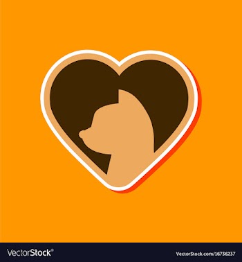 Paper sticker on stylish background cat heart vector image