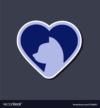 Paper sticker on stylish background cat heart vector image