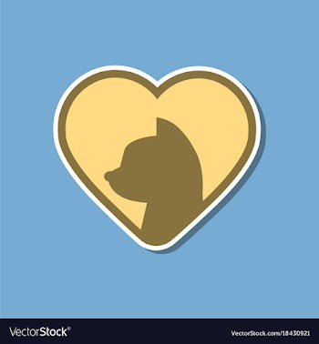 Paper sticker on stylish background cat heart vector image