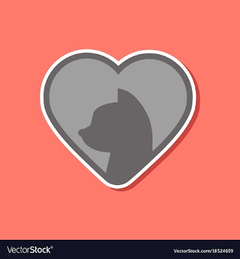 Paper sticker on stylish background cat heart vector image