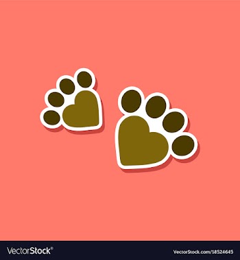 Paper sticker on stylish background cat tracks vector image