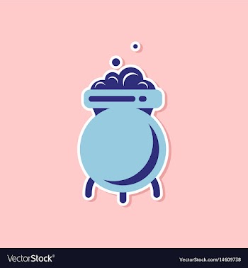 Paper sticker on stylish background cauldron vector image