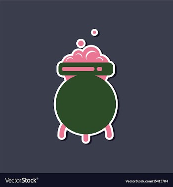 Paper sticker on stylish background cauldron vector image