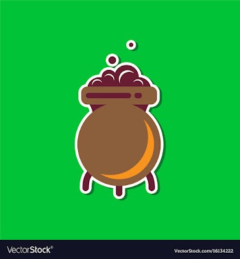 Paper sticker on stylish background cauldron vector image