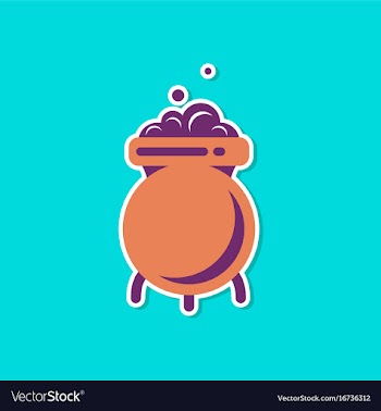 Paper sticker on stylish background cauldron vector image