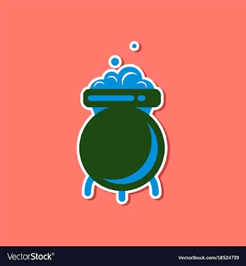 Paper sticker on stylish background cauldron vector image