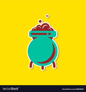 Paper sticker on stylish background cauldron vector image