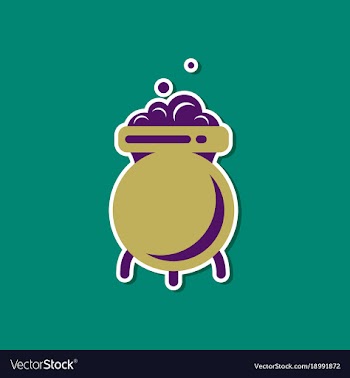 Paper sticker on stylish background cauldron vector image