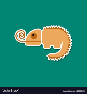 Paper sticker on stylish background chameleon vector image