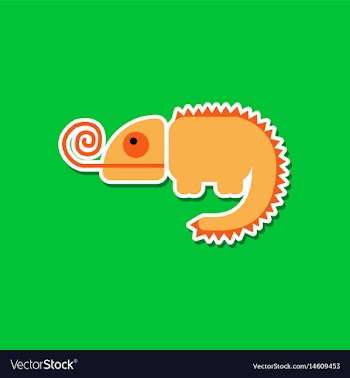 Paper sticker on stylish background chameleon vector image