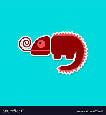 Paper sticker on stylish background chameleon vector image