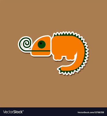 Paper sticker on stylish background chameleon vector image