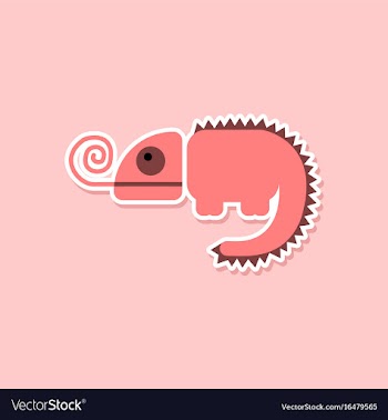 Paper sticker on stylish background chameleon vector image