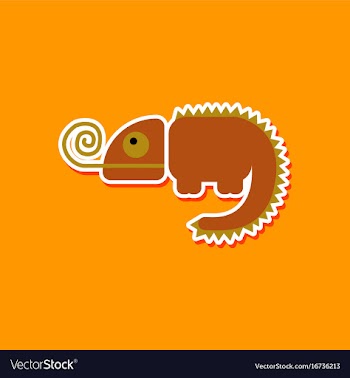 Paper sticker on stylish background chameleon vector image