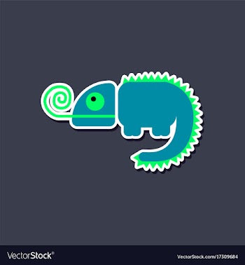 Paper sticker on stylish background chameleon vector image