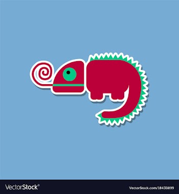 Paper sticker on stylish background chameleon vector image