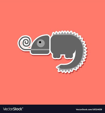 Paper sticker on stylish background chameleon vector image