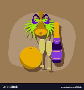 Paper sticker on stylish background champagne bell vector image