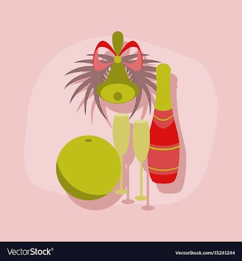 Paper sticker on stylish background champagne bell vector image