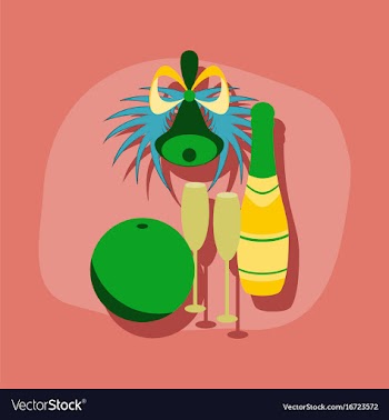 Paper sticker on stylish background champagne bell vector image