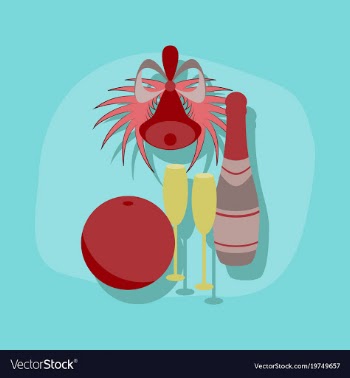 Paper sticker on stylish background champagne bell vector image