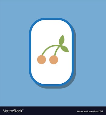 Paper sticker on stylish background cherry fruit vector image