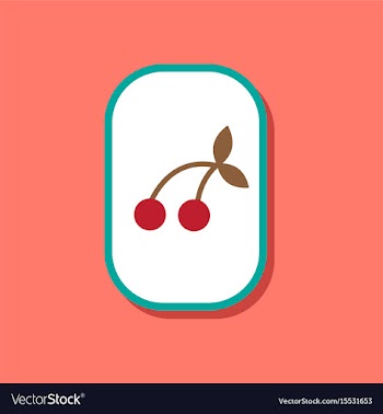 Paper sticker on stylish background cherry fruit vector image