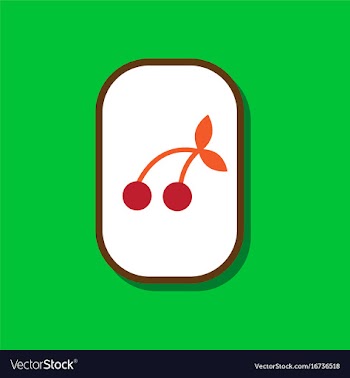 Paper sticker on stylish background cherry fruit vector image