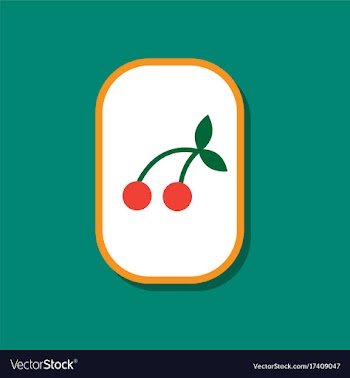 Paper sticker on stylish background cherry fruit vector image