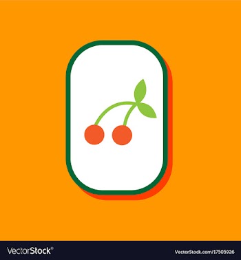 Paper sticker on stylish background cherry fruit vector image