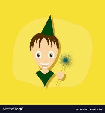 Paper sticker on stylish background child sparkler vector image