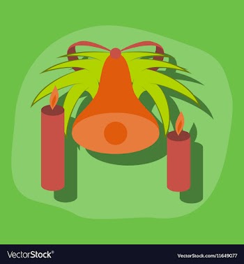 Paper sticker on stylish background Christmas bell vector image