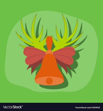 Paper sticker on stylish background Christmas bell vector image