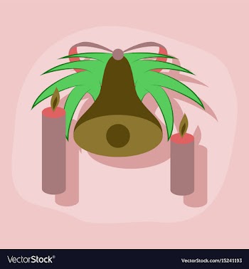 Paper sticker on stylish background christmas bell vector image