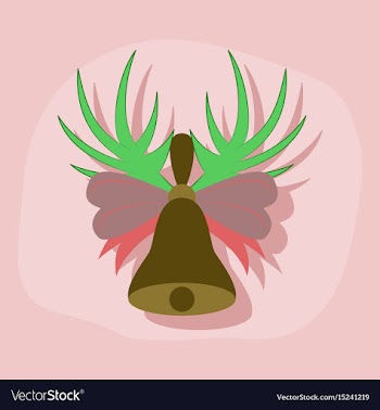 Paper sticker on stylish background christmas bell vector image