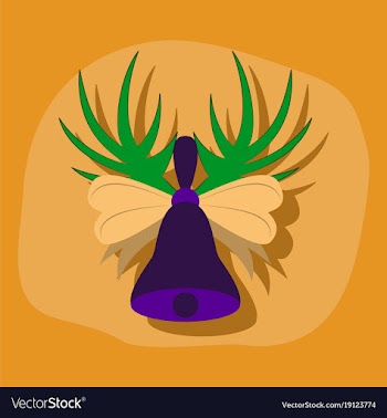 Paper sticker on stylish background christmas bell vector image