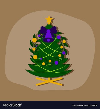 Paper sticker on stylish background Christmas fir vector image