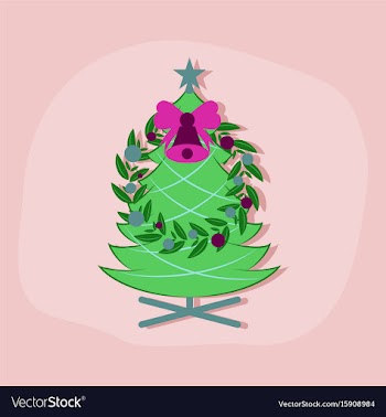 Paper sticker on stylish background christmas fir vector image