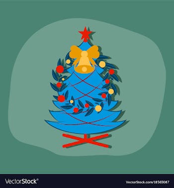 Paper sticker on stylish background christmas fir vector image