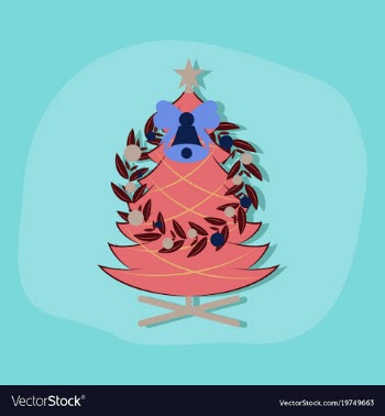 Paper sticker on stylish background christmas fir vector image
