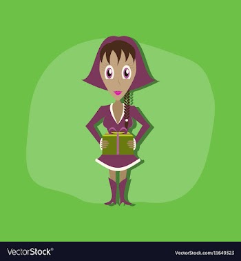 Paper sticker on stylish background Christmas girl vector image