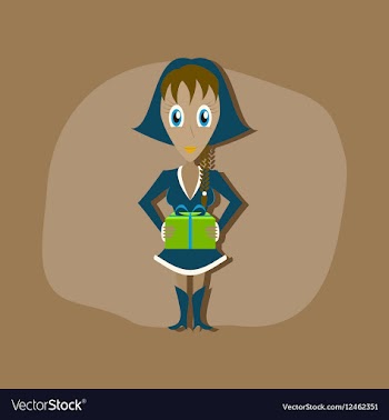 Paper sticker on stylish background Christmas girl vector image