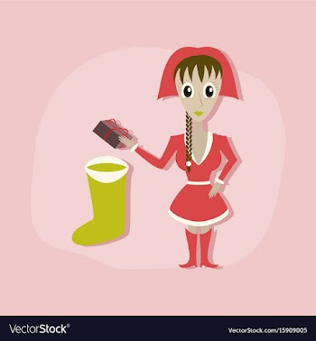 Paper sticker on stylish background christmas girl vector image