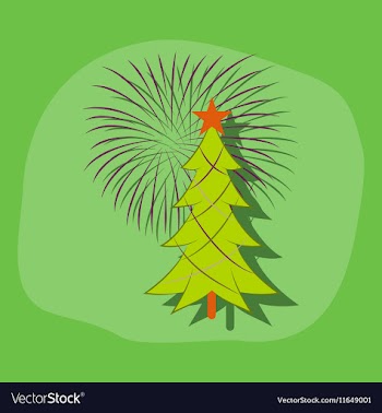 Paper sticker on stylish background Christmas tree vector image