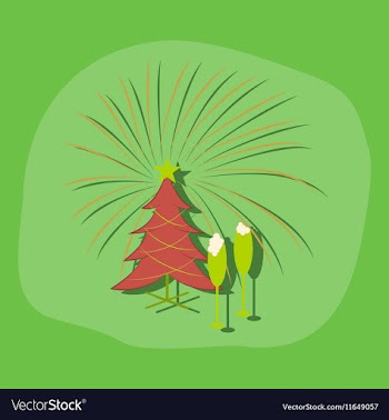 Paper sticker on stylish background Christmas tree vector image