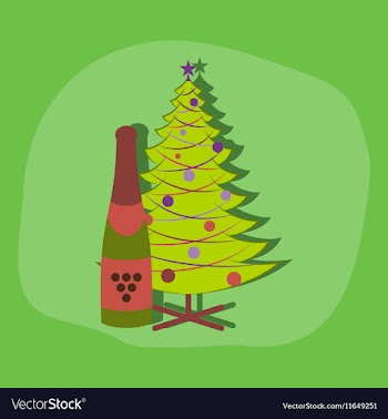 Paper sticker on stylish background Christmas tree vector image