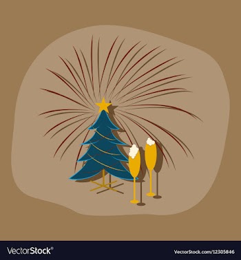 Paper sticker on stylish background Christmas tree vector image