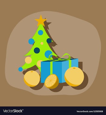Paper sticker on stylish background Christmas tree vector image