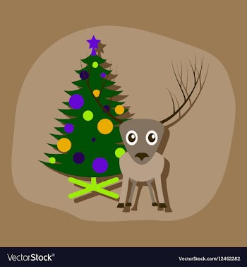 Paper sticker on stylish background Christmas tree vector image