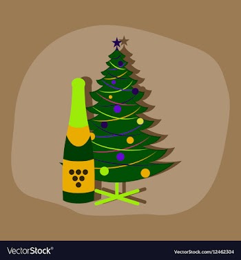 Paper sticker on stylish background Christmas tree vector image